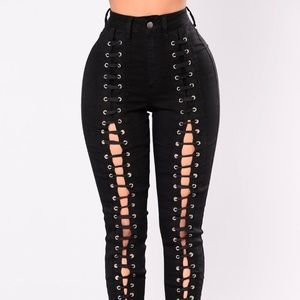 Kylee lace up Jeans (Fashion Nova) high rise